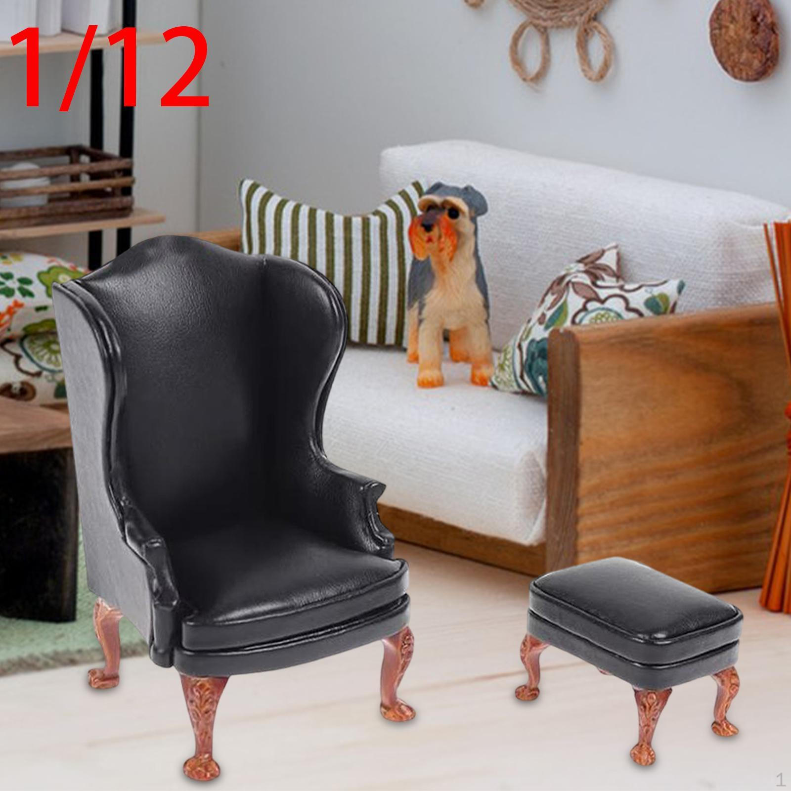 

1/12 кукольный домик Dsingle диван миниатюрная мебель украшения DIY сценический орнамент чёрный