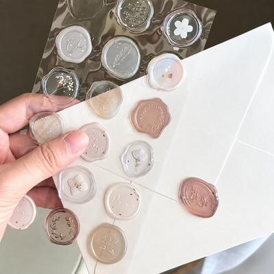 Floral Wax Seal Sticker Retro Decorative Sealing Sticker  for Notebook Envelope Seal