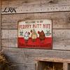 Barn And Coop Wall Art Fluffy Butt Hut Farm Sign, Vintage Chicken Metal Outdoor Sign Weatherproof Rustic Art, for Kitchen Backyard Farmhouse