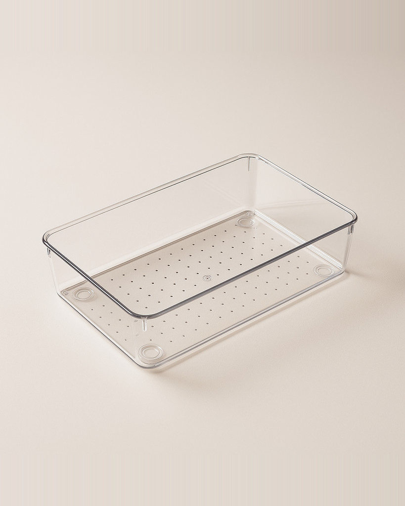 Transparent Drawer Storage Box Clear Acrylic Drawer Organizer Drain Holes Drawer Storage Tray Stackable Storage Bin
