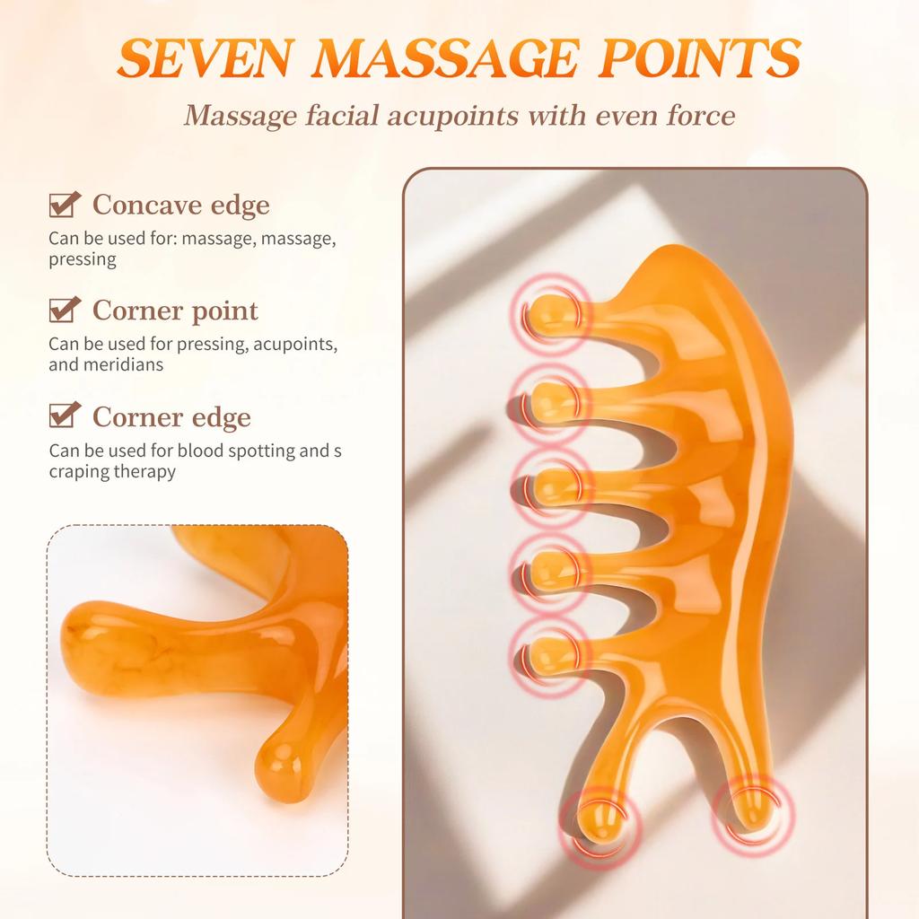 Resin Guasha Massage Board Body Meridian Scraping Scalp Massage Comb Head Eye Neck Face SPA Massager Acupuncture Massage Tools
