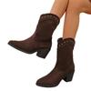 Rivet Pointed Toe British Style High Heel Fashion Boots Women's Winter 2025 New Plus Size Thick Heel Socket Martin Boots