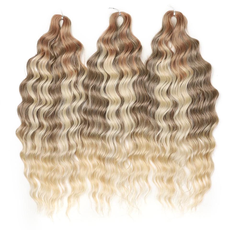 FREEDOM Synthetische Flecht-Haarverlängerungen Tief Gewellt 24 Zoll Lang Lockige Braids Haare Ombre Braun Regenbogen Twist Häkel-Haar