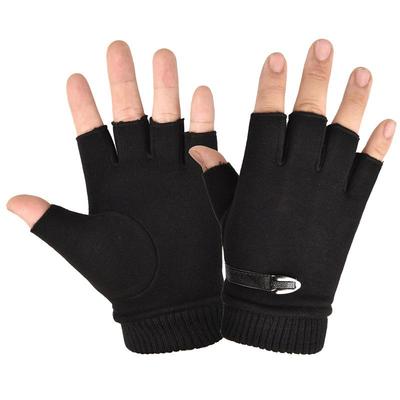 Unisex Half-Finger Velvet Cycling Gloves for Autumn/Winter - Warm, Thickened, Outdoor, Children's & Couples' Styles