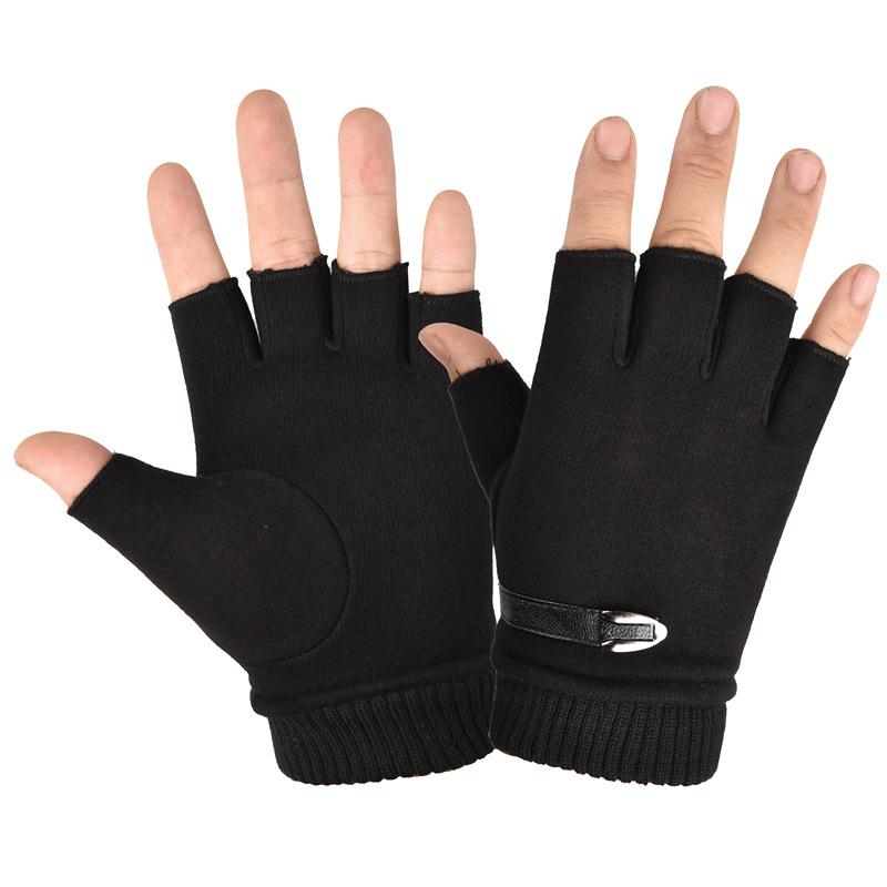 Unisex Half-Finger Velvet Cycling Gloves for Autumn/Winter - Warm, Thickened, Outdoor, Children's & Couples' Styles