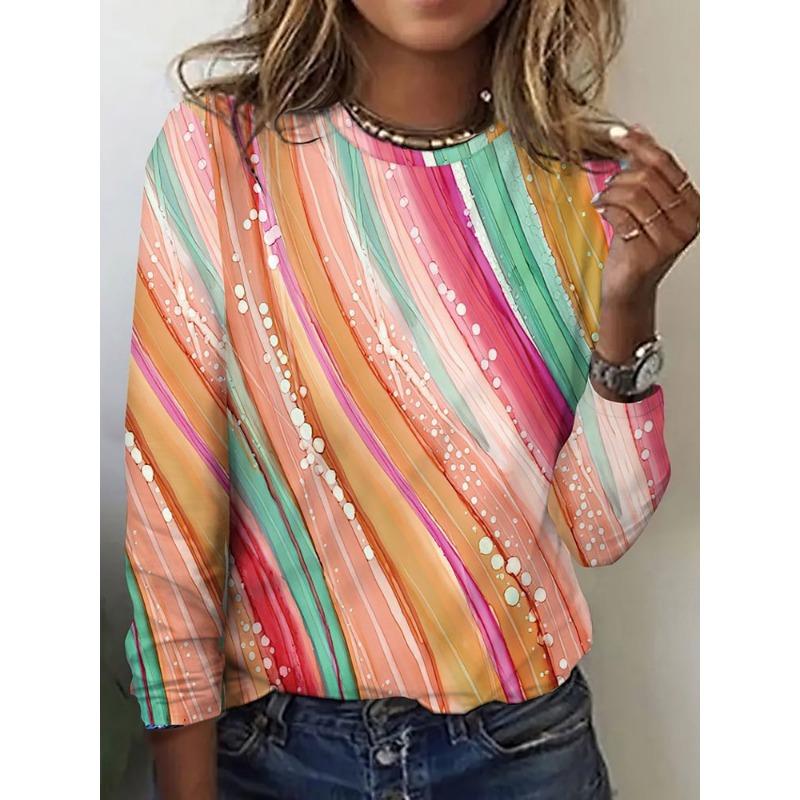 

Женская свободная футболка в стиле ретро с 3D-принтом и круглым вырезом 5XL