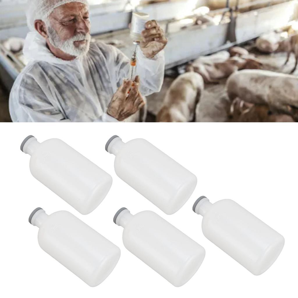 Veterinary Syringes Bottles, 100ml PP Reusable Animal Injection Bottles with Accessory, for Livestock Medication Dosage