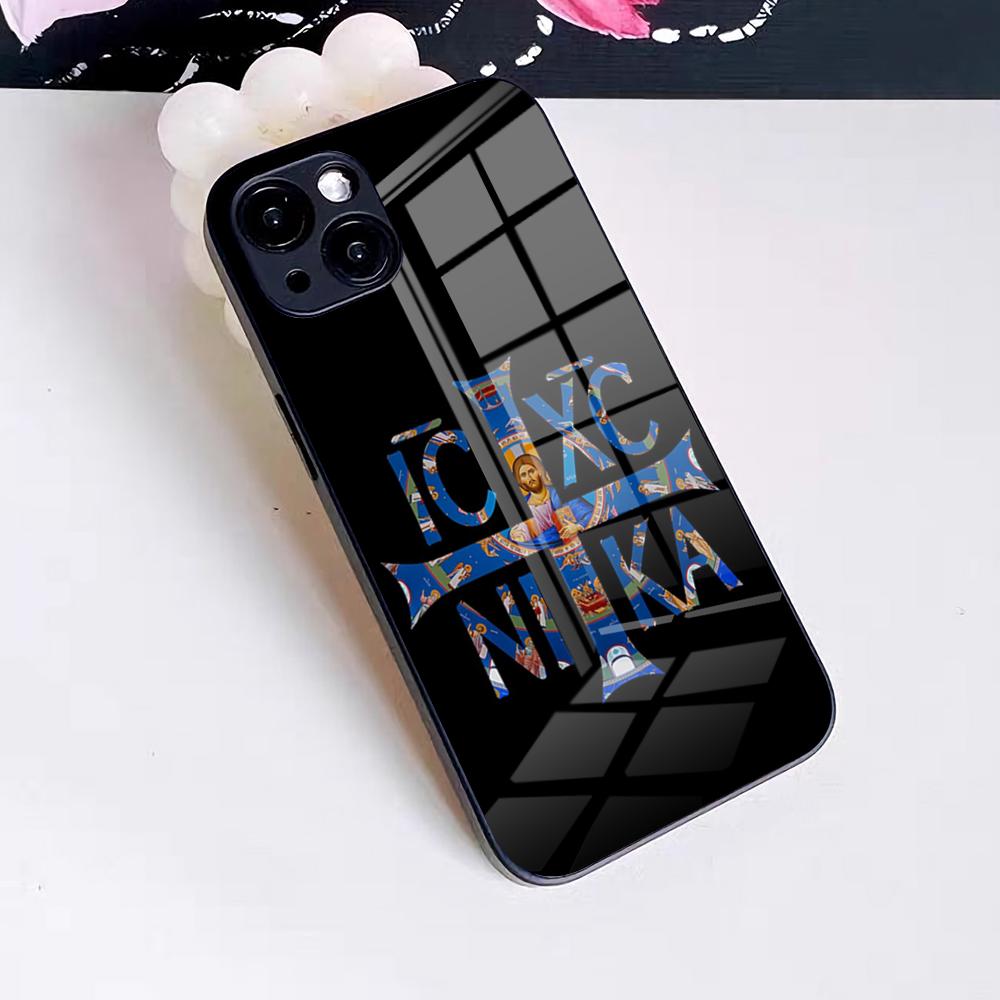 Orthodox Cross Icon Phone Case For IPhone 17 Pro Max 16 15 14 Pro Max 13 11 X Xs Xr 8 7Plus Glass Cover