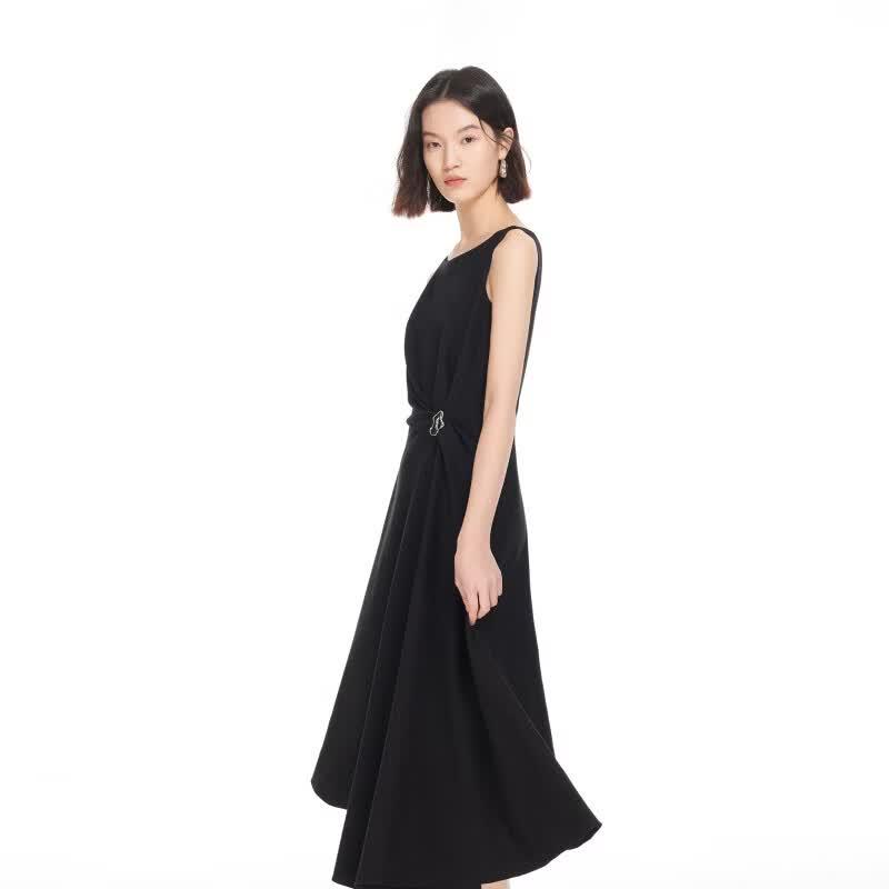 VEROMODA Metal Buckle Sleeveless A-Line Irregular Dress