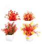 Autumn Series Faux Green Eucalyptus & Flower Set - Small Potted Plants for Home Decor