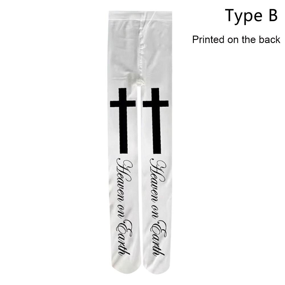 White Y2K Women's Long Socks Versatile Silk Sexy Stockings Lingerie Gothic Subculture Letter Printed Pantyhose Daily Use