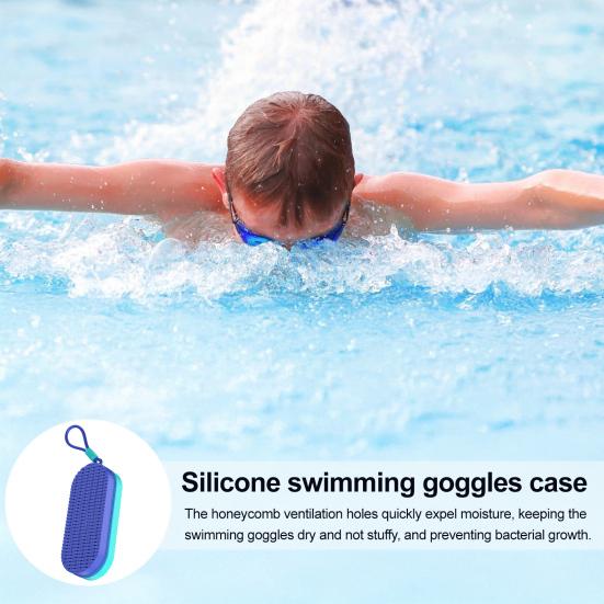Swim Goggles Case Silicone Protective Case with Drain Hole for Swimming Goggles Zipper Eyeglasses Storage Bag