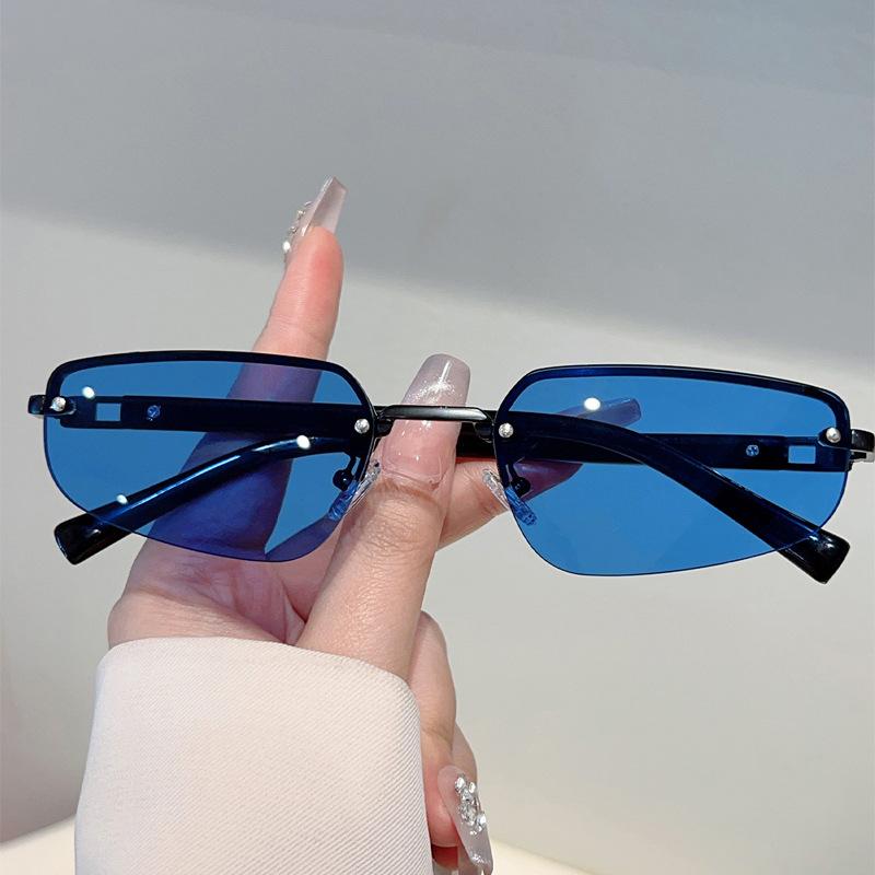 

Y2K Half Frame Irregular Sunglasses Vintage UV400 Protection Punk Hip Hop Shades for Women Men Luxury Designer
