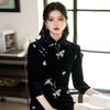 Luxurious Black Velvet Long-Sleeve Cheongsam: High-End, Unique Chinese Style Dress