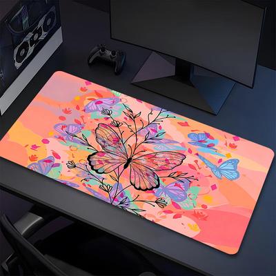 Butterfly Garden Xl Gaming Mouse Pad Nonslip Rubber Base Stitched Edge Waterproof Desk Mat For Pc Laptop Gamer Office Computer Accessories C927138