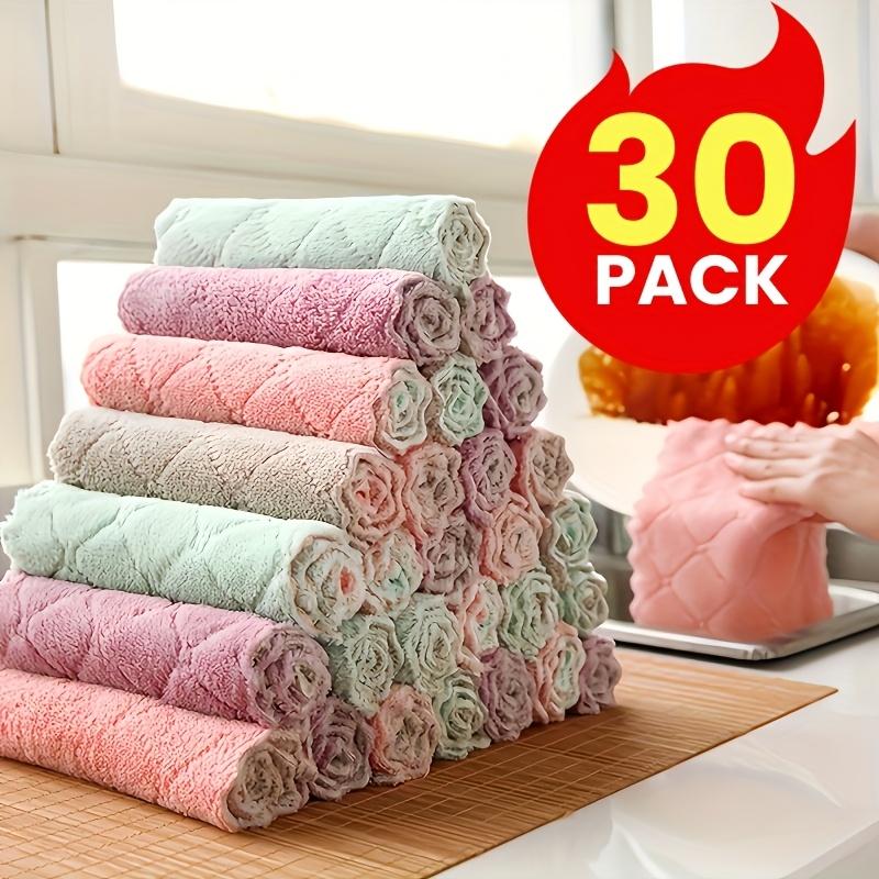 

high quality30pcs Microfiber Cleaning Cloths - Dual-Sided Soft Non-Abrasive Pastel Pink, Mint Green, Lavender & Gray Rags - Reusable Multi-Purpose 30pcs-mixed color