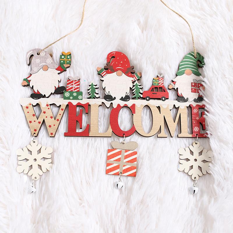 Gnome Santa Claus Wooden Hanging Ornament 2025 Merry Christmas Decoration for Home Door Xmas Tree Pendants Navidad New Year 2026