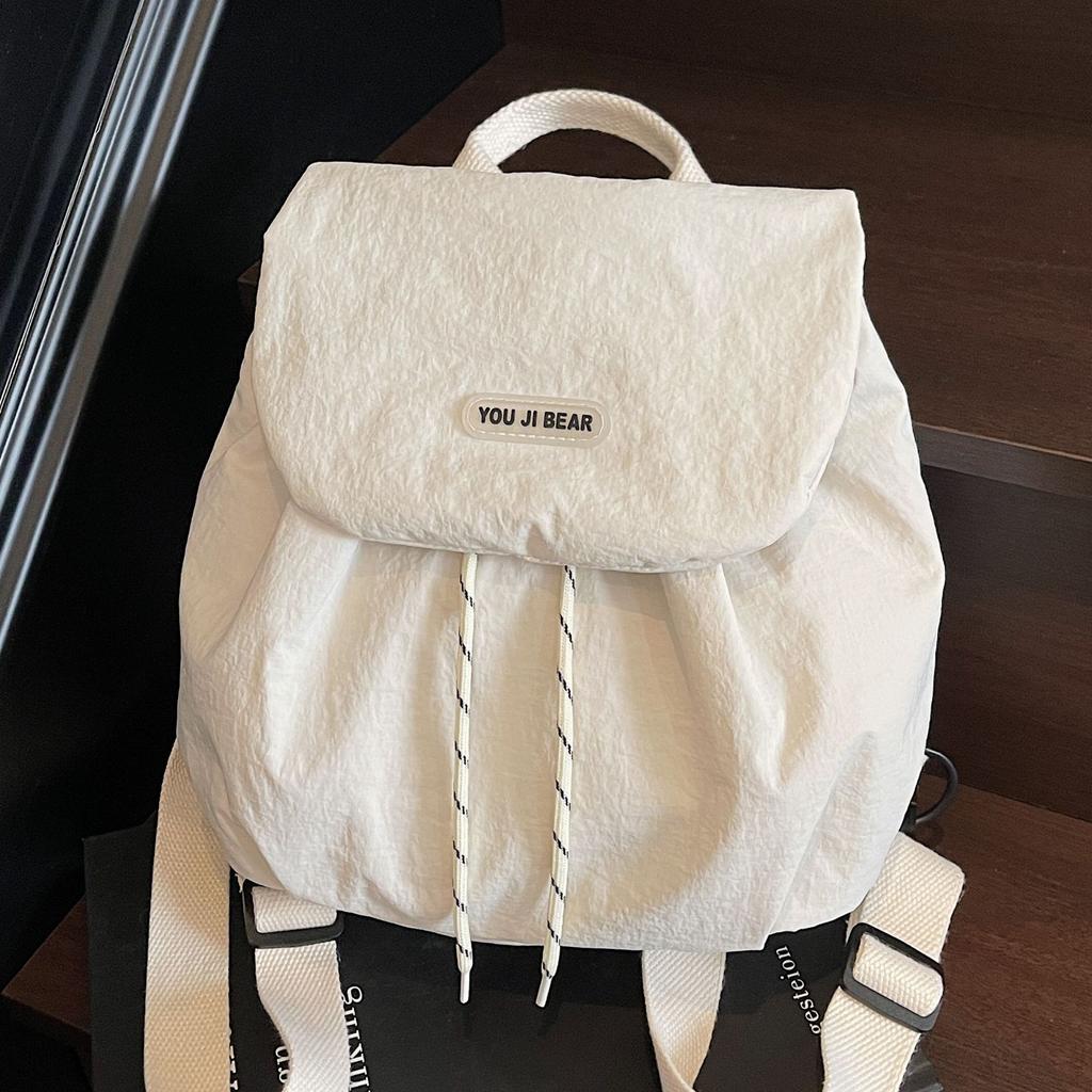 Contrasting color cloth backpack, women's 2025 summer new student commuting lazy style fashion versatile handbag