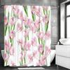 Pink Tulip Shower Curtain, Bathroom Decorative Shower Curtain, Waterproof Shower Curtain with Hooks