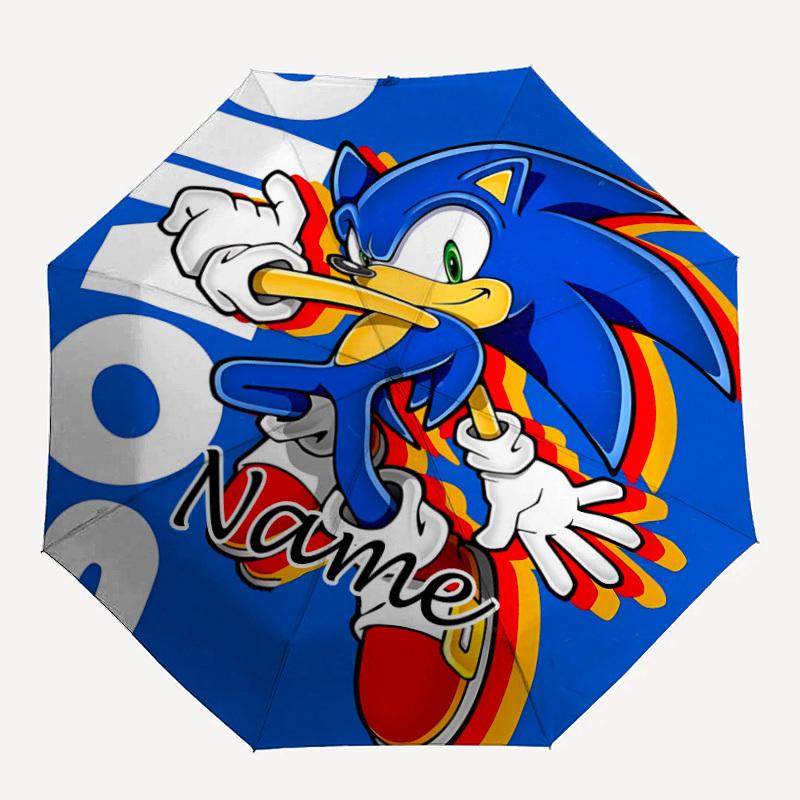 

1PC Sonic the Hedgehog - Custom Name Automatic Folding Umbrella - Compact 8-Rib Design, Durable Plastic & Iron, Daily Use S0106026