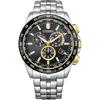 Citizen Hinode Collection Eco-Drive Chronograph Watch 200m Water Resistant Sapphire Glass Gold Black Men's