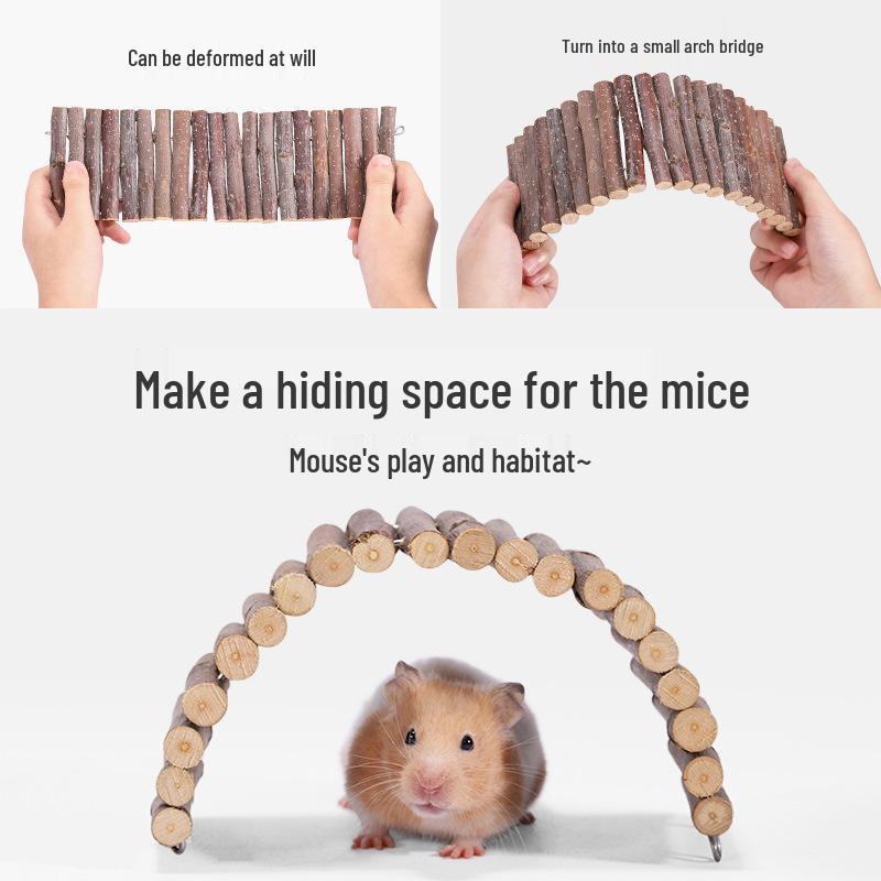 Apple Branch Ladder Toy for Hamster Cages - Climb, Hide, Chew & Decorate