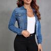 Giacca di jeans retrò europea e americana a vita stretta per la primavera 2026 - Manica lunga da donna, stile corto lavato