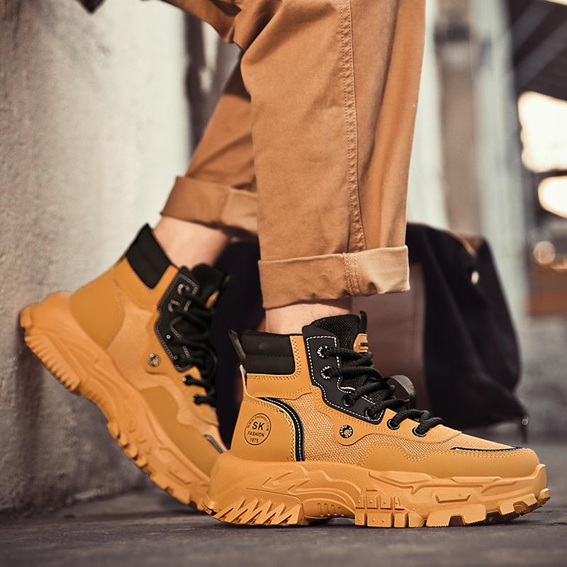 Medium and high-top retro thick-soled Martin boots fashionable and breathable men's outdoor tooling boots trendy non-slip and wear-resistant locomotiv