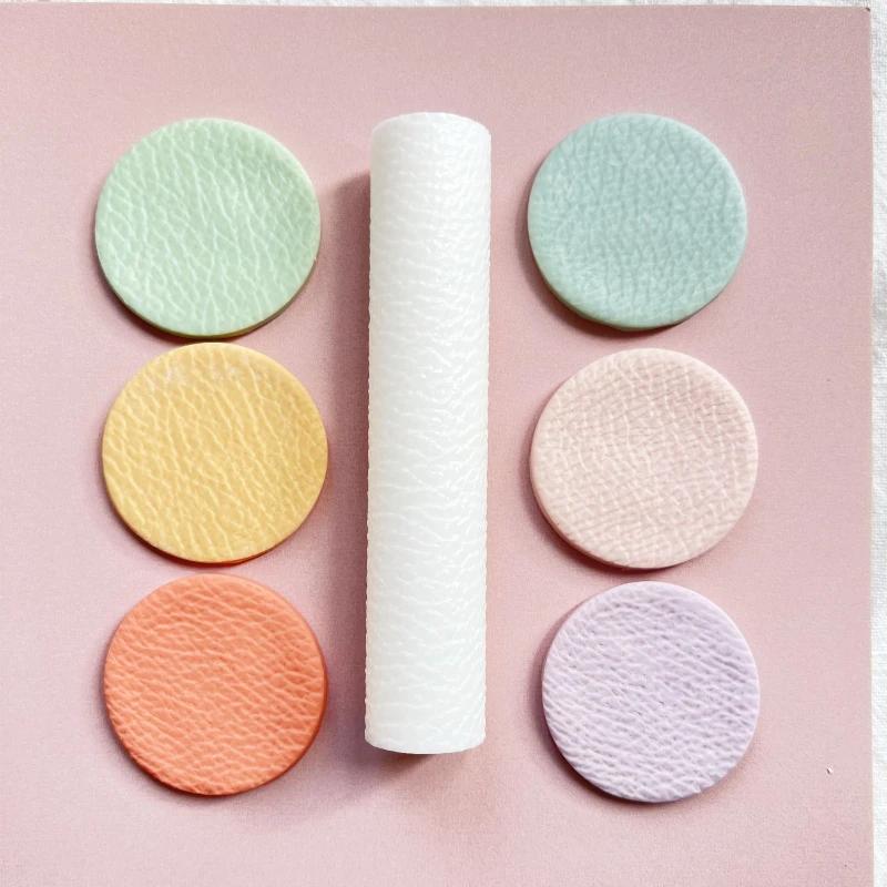 Leather-Texture Polymer Clay Roller & Earring Mold Set - Embossing Stamp Tool for Jewelry Making Crafts DIY Accessories