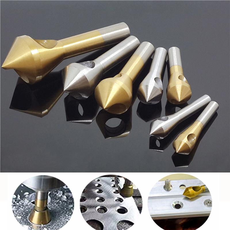 

Набор из 4 шт., титановое сверло для снятия заусенцев с зенковкой, резак для конических отверстий, стальная алюминиевая потайная головка, инструменты для снятия фаски 2-5-10-15-20