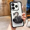 KEYSION Shockproof Plating TPU Phone Case for Remdi Note 14 4G 5G Glitter Jewelled Swan Kickstand Cover for Redmi Note 14