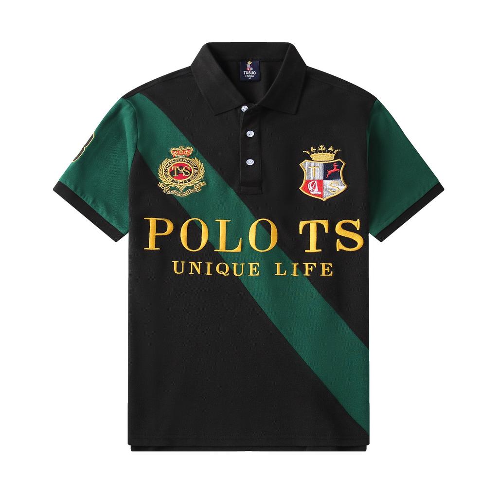 RogueWave Men's Polo Shirt Embroidery Stitching Color Contrast Classic Fashion Original Design Polo Collar Pure Cotton Breathable XS-7XL