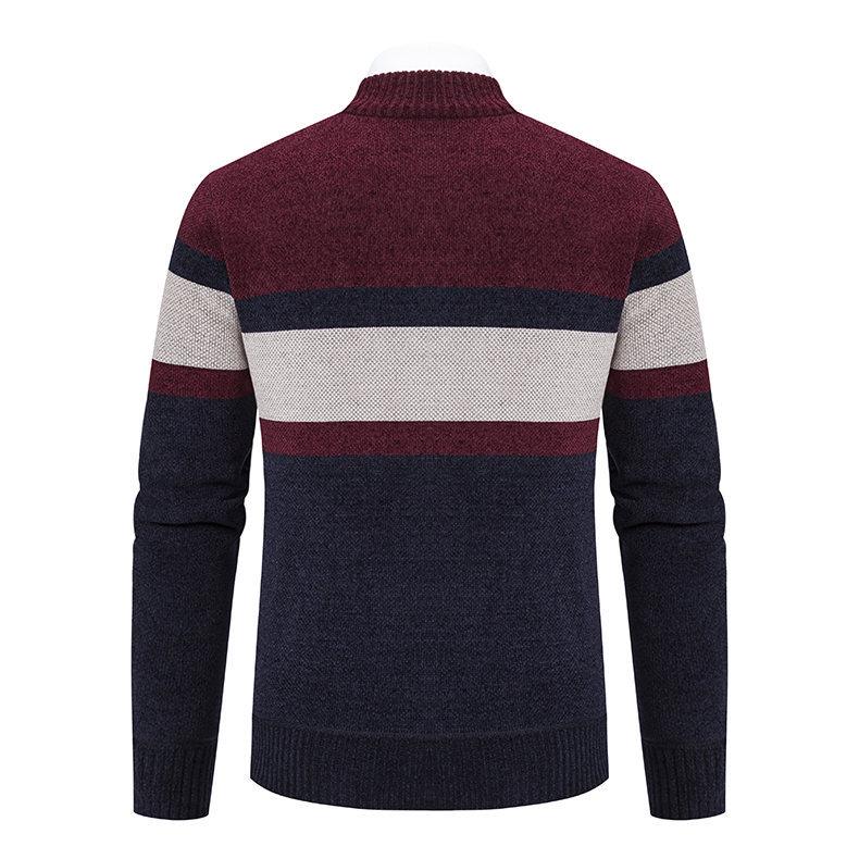Men's Autumn/Winter Knit Cardigan Sweater Jacket with Velvet Lining