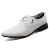 New Classic Men's Formal Shoes with Lace Up White Leather Shoes, Plus Size Pointed Business Casual Men's Wedding Formal Shoes