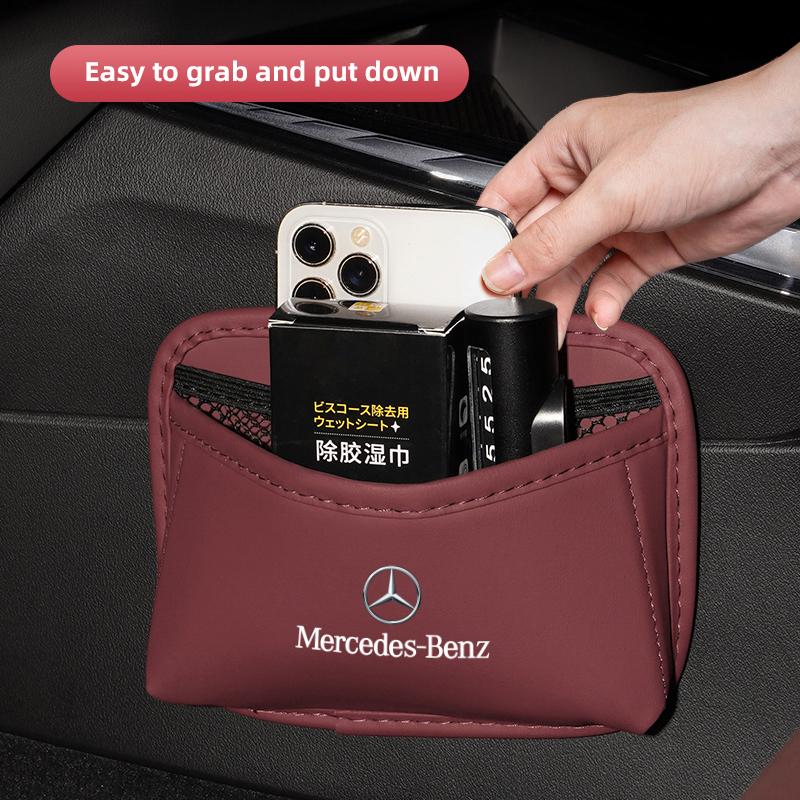 VFO1 Multi-functional Car Storage Box For Benz AMG A/B/C/E/S Class W203 W220 W211 Holder Leather Auto Door Side Case Backseat Bag