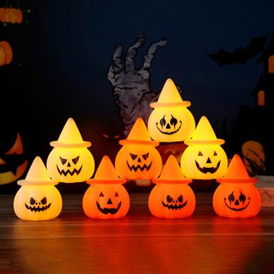 Halloween Pumpkin Night Light, LED Light-up Witch Hat Pumpkin, Spooky Cartoon Pumpkin Table Lamp for Holiday Party Decoration