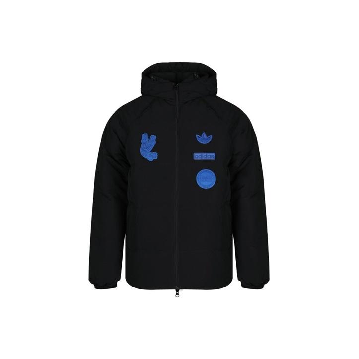 

Adidas Originals Clover Badge Jacket Повседневное спортивное теплое пуховое пальто с капюшоном Мужская верхняя одежда Черный DP8562 XS