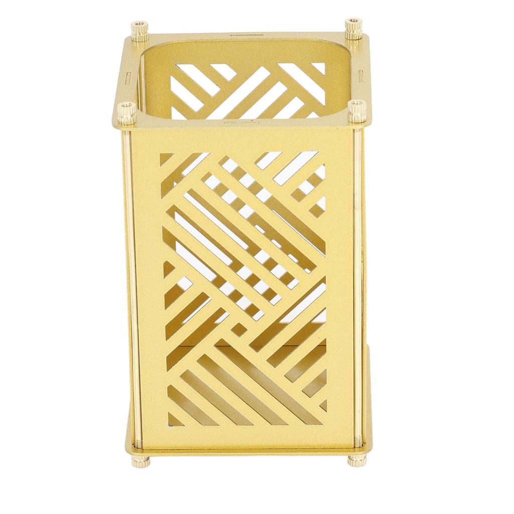 Metal Assembled Pen Holder Gold BeijingPattern Quadrate Surfaces Plating DIY Pen Holder for Home