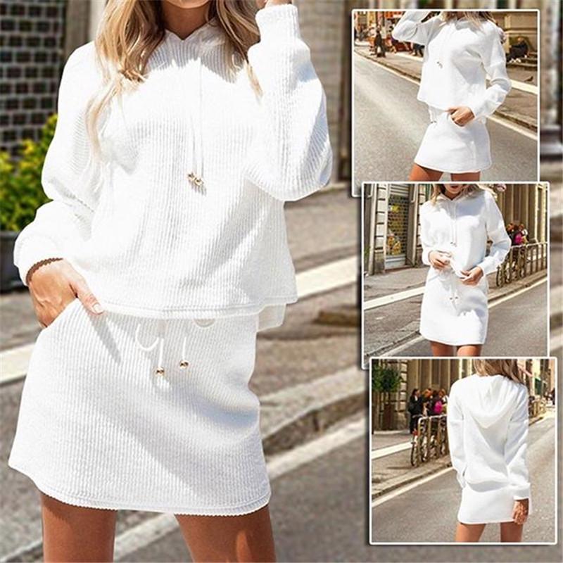 DKNY Women's Ivory Ribbed Hoodie Sweater - Cotton Blend With Rhinestone Detail