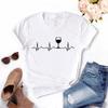 Wein Herzschlag Damen T-Shirt Lässig Lustiges T-Shirt Dame Junges Mädchen Oberteil Höhere Qualität