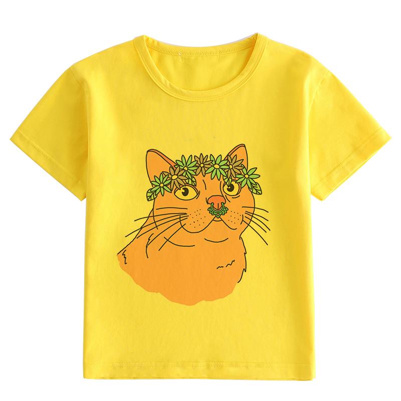 T-shirt per bambini Top Estate Stampa di cartoni animati Arcobaleno puro Moda a maniche corte Coniglio Simpatico Top multicolore di vendita caldo