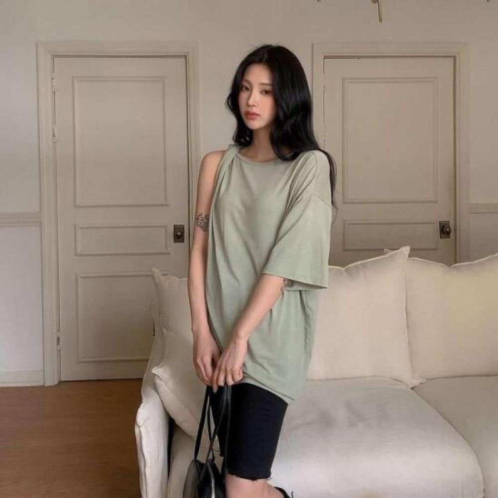 New ArrivalS Open Run Women S overSized Shoulder Cutout aSymmetrical Short Slee 