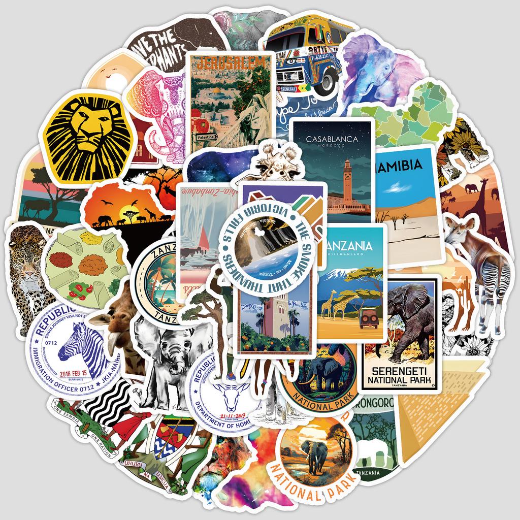 50 African Geography Series Graffiti Stickers Water Cup Suitcase Waterproof Decorative Stickers Creative DIY Stickers