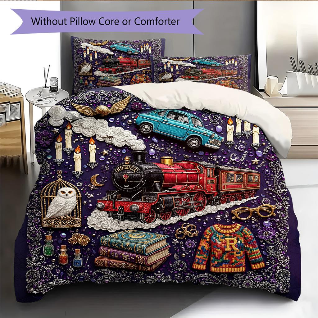 Diamond Embroidery Style Pattern Bedding Quilt Set Home Decoration Gift (1 * duvet cover + 2 * pillowcase without core)