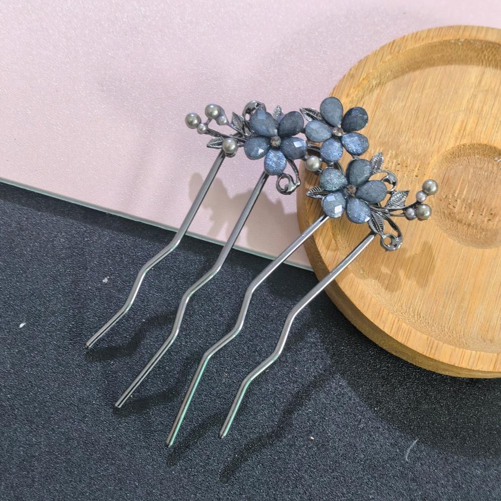 Luxury Crystal U-shaped Hair Combs For Bridal Women Hairstye Metal Hair Stick Bun Updo Bride Hairpins Wedding Hair Accessories