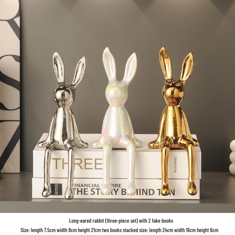 Keramik-Kaninchen-Ornamente für die Heimdekoration - Wohnzimmer, TV-Schrank, Flur, Weinschrank-Dekoration