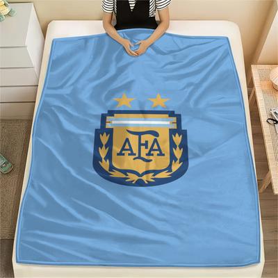 1PC Argentina National FC Print Flannel Blanket, High Quality Comfortable for All Seasons, Home Decor, Warmth and Comfort, Perfect for Christmas Gifts