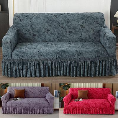1 2 3 4-osobowa Sofa Pokrowiec z Falbaną Elastyczny Spandex Pokrowce na Sofę z Falbanami Uniwersalne Pokrowce na Kanapę do Salonu