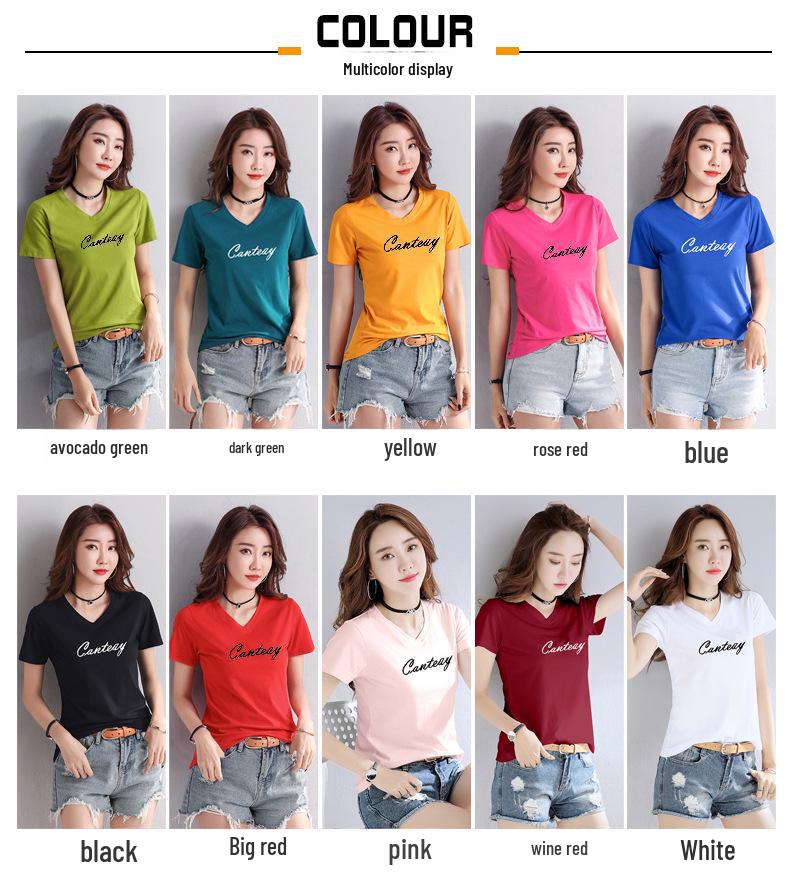 Women's Plus Size V-Neck Loose Cotton Short-Sleeve T-Shirt - Summer 2025 Collection