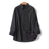 Spring 2025 Women's Striped Long-Sleeve Turn-Down Collar Shirt - Versatile Fashion for Commuting